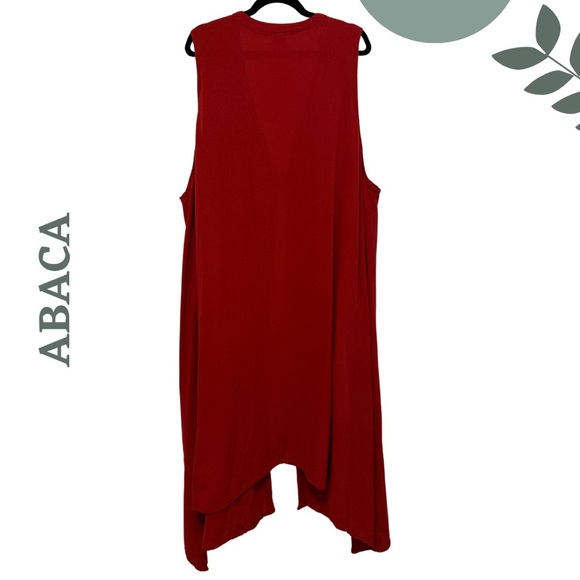 Boho Bold in Deep Red – ABACÁ 100% Cotton Sleeveless Cardigan Vest One Size - Picture 2 of 8